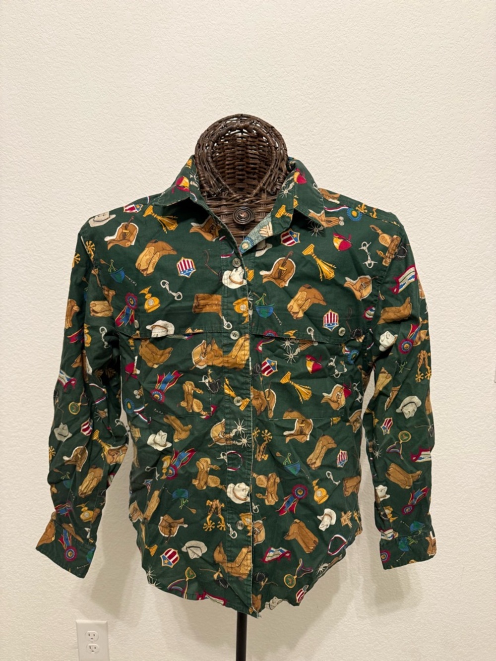 🤠 VINTAGE 90s Susie’s Country Fashions Western Novelty Print Button Up